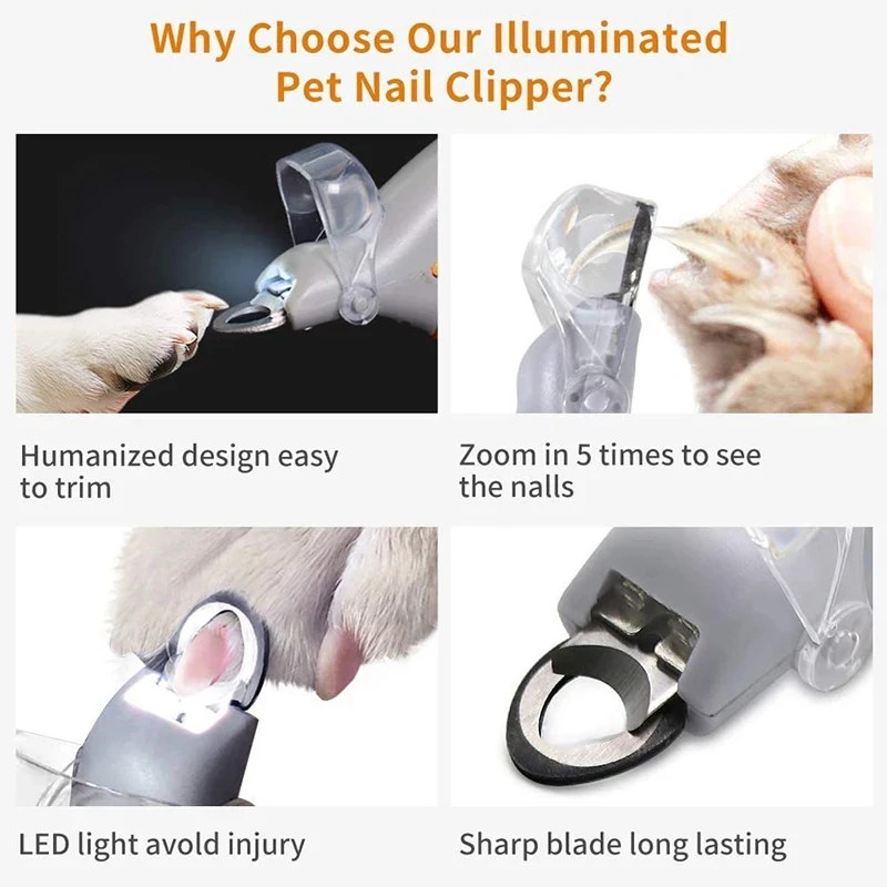 Professional Pet Nail Clipper Scissors With LED Light Cat Dog Nail Clipper Tool Scissors Nail Toeclaw Cutter Scissors Pet Supply thumbnail 3