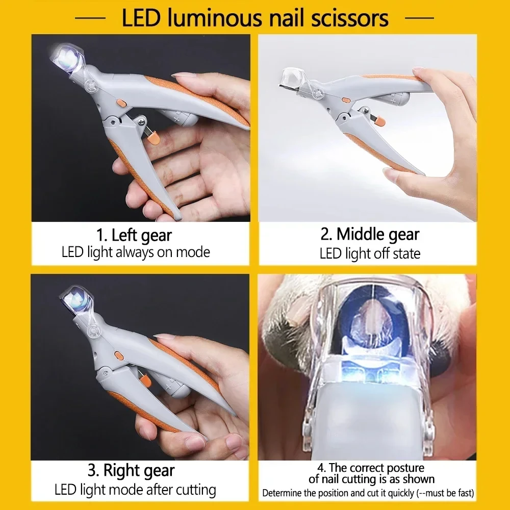 Professional Pet Nail Clipper Scissors With LED Light Cat Dog Nail Clipper Tool Scissors Nail Toeclaw Cutter Scissors Pet Supply thumbnail 6