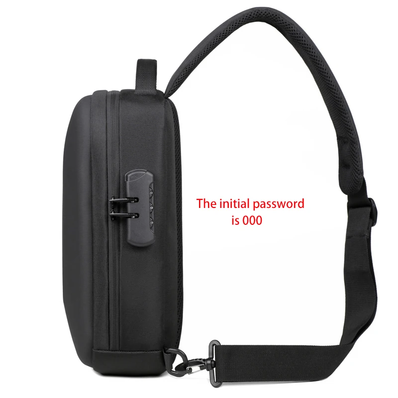 Anti-theft Combination Lock Chest Packs With USB Charging Port Fashion Business Men's Crossbody Bag Travel Storage Shoulder Bag thumbnail 3