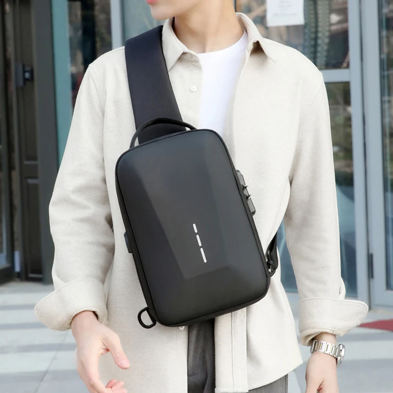 Anti-theft Combination Lock Chest Packs With USB Charging Port Fashion Business Men's Crossbody Bag Travel Storage Shoulder Bag thumbnail 6