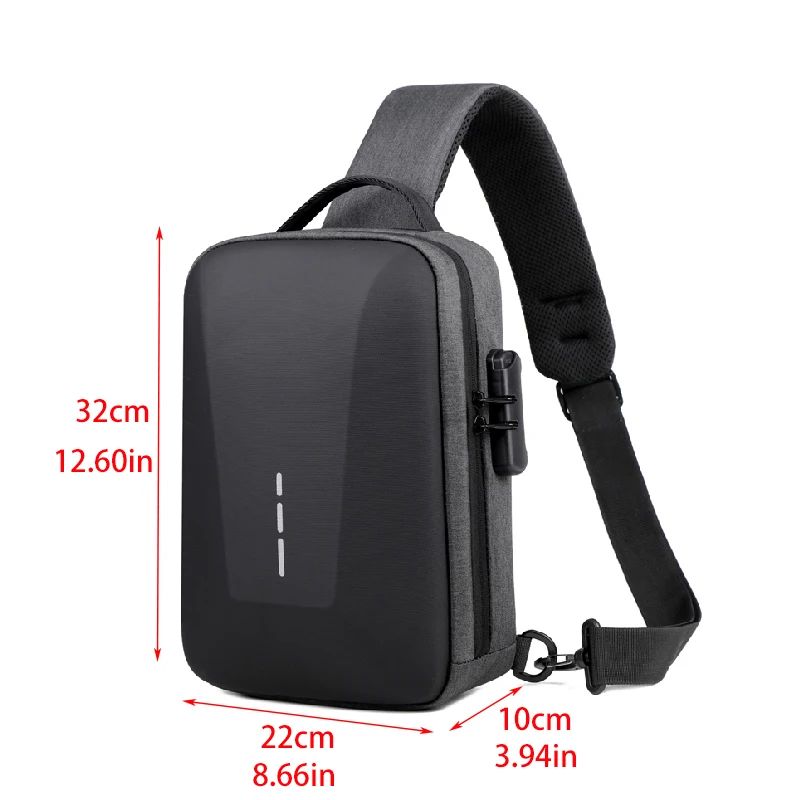 Anti-theft Combination Lock Chest Packs With USB Charging Port Fashion Business Men's Crossbody Bag Travel Storage Shoulder Bag thumbnail 2