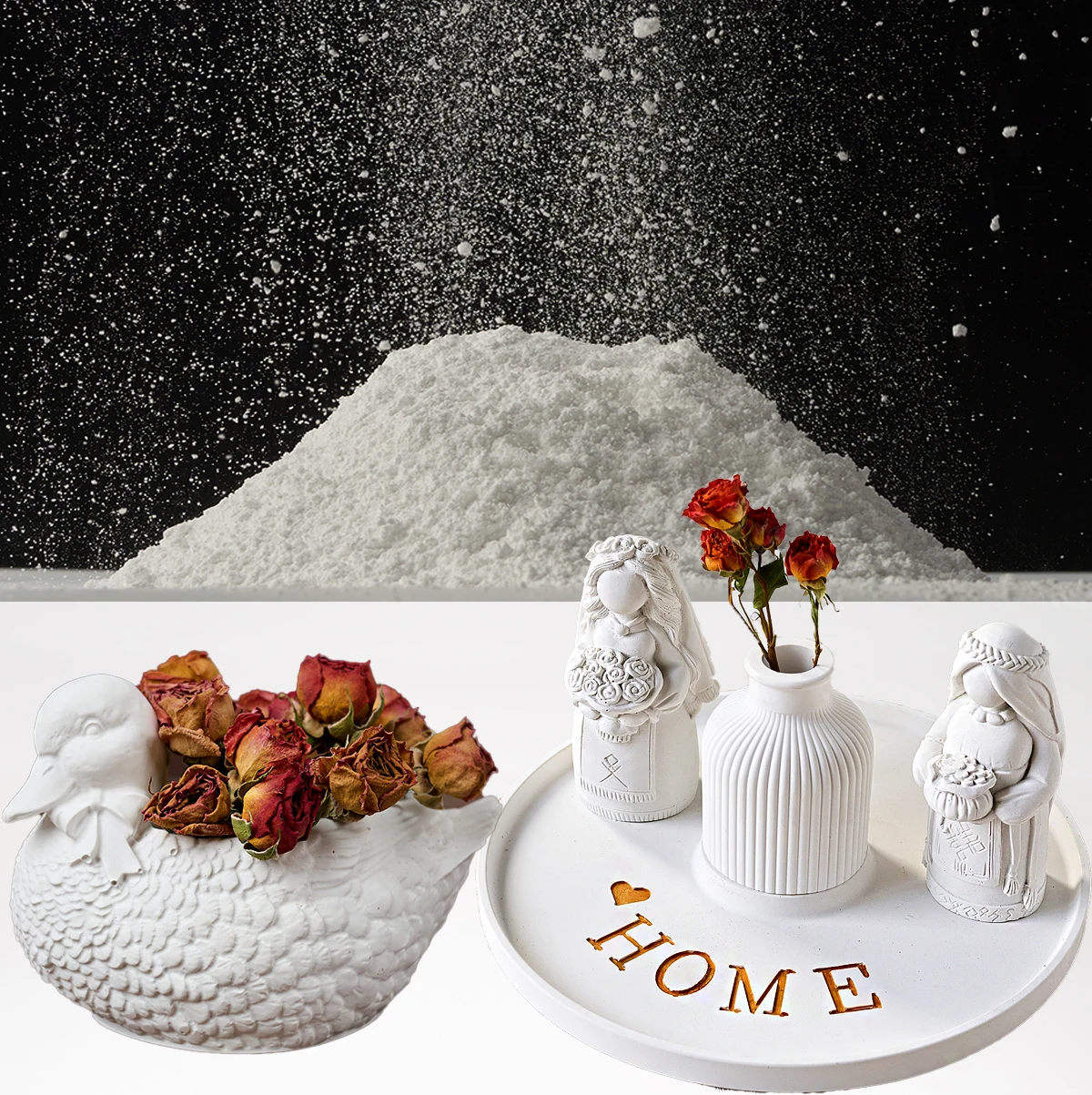 300g/500g/1000g Gypsum Powder High Density Casting Resin Powder Clay Form DIY Handmade Gypsum Craft Home Decor Molding Supplies thumbnail 4