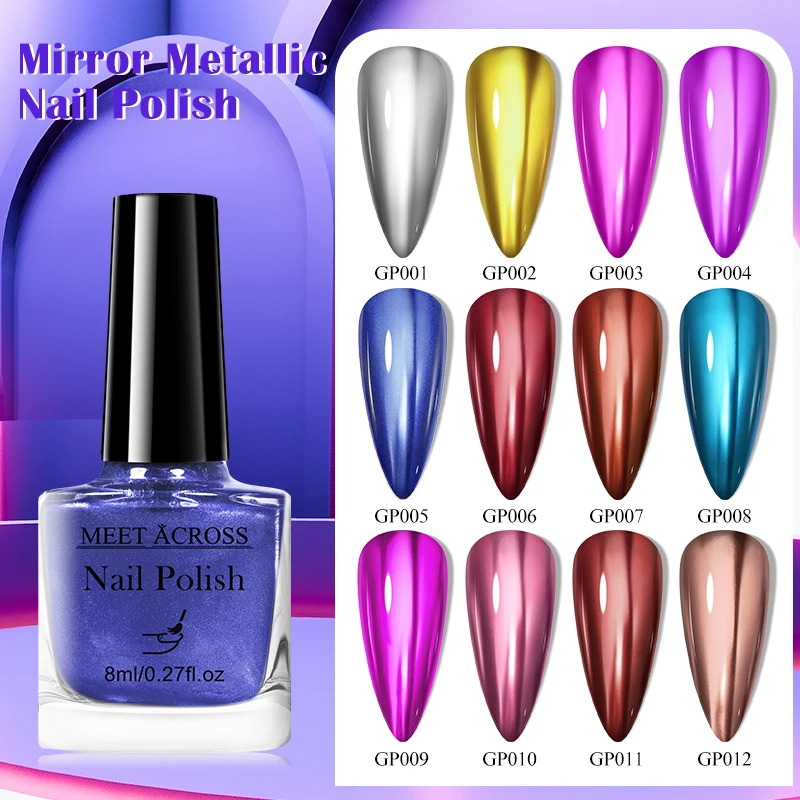 8ml Metallic Nail Polish Mirror Effect Fast Drying Long-Lasting Nails Art Polish DIY No Need Lamp Cure Manicure Nail Supplies thumbnail 2