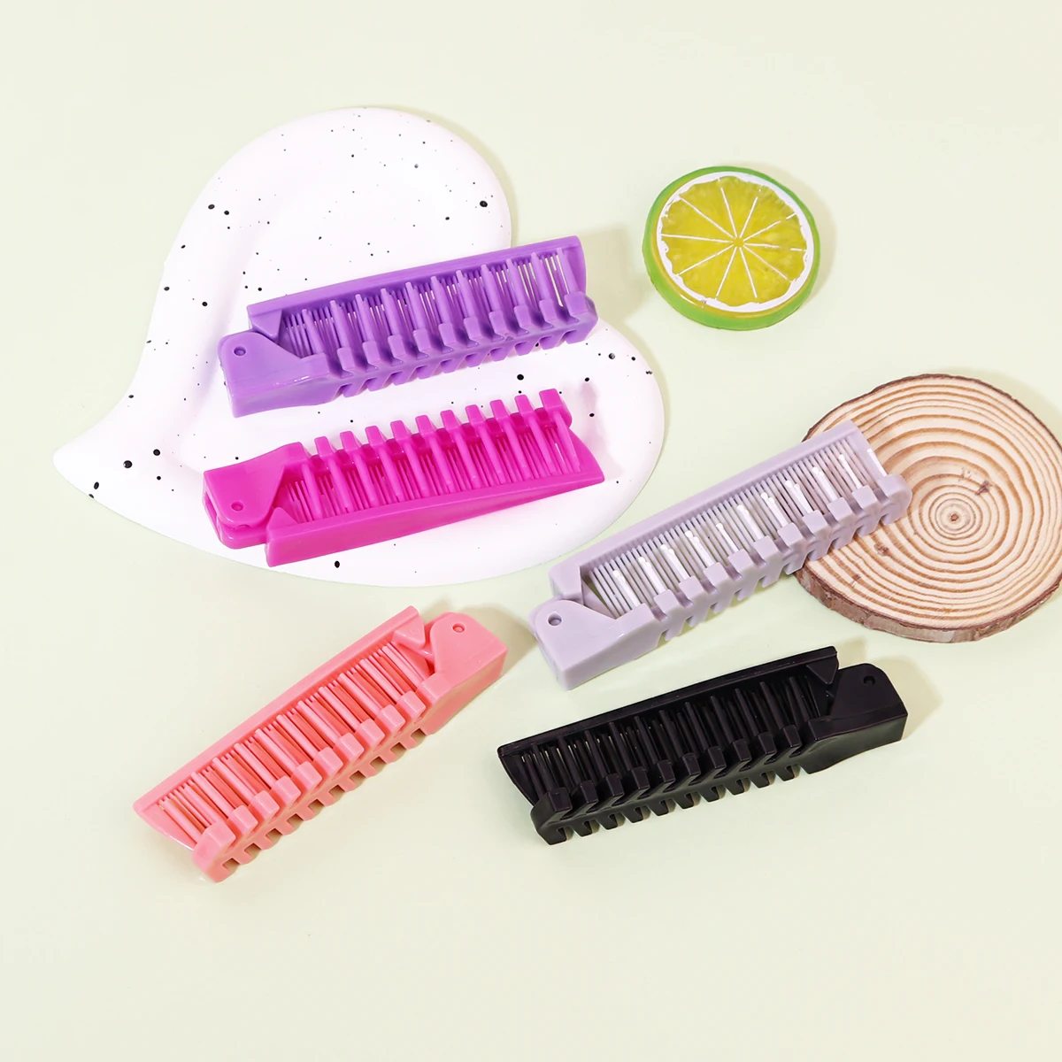 Portable travel folding comb brush anti-static styling massage comb professional hair styling tool Special for real hair wigs thumbnail 2