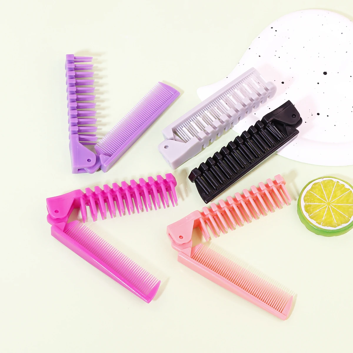 Portable travel folding comb brush anti-static styling massage comb professional hair styling tool Special for real hair wigs thumbnail 4