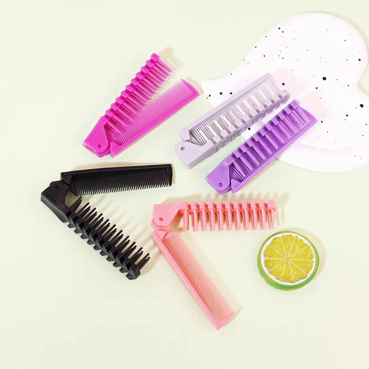 Portable travel folding comb brush anti-static styling massage comb professional hair styling tool Special for real hair wigs thumbnail 3