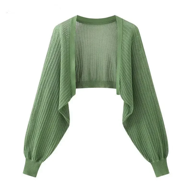 French Ice Silk Knitted Sun-Proof Cardigan Top Women's Summer Thin Jacket Waistcoat Suspender Skirt Shawl Outer Match Blouse thumbnail 2