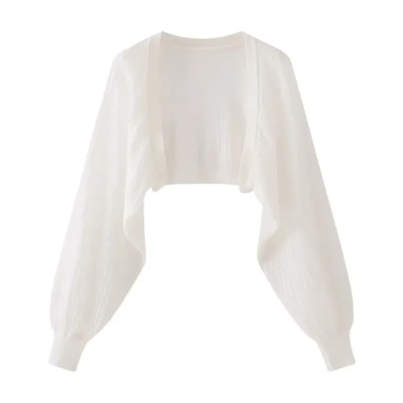 French Ice Silk Knitted Sun-Proof Cardigan Top Women's Summer Thin Jacket Waistcoat Suspender Skirt Shawl Outer Match Blouse thumbnail 4