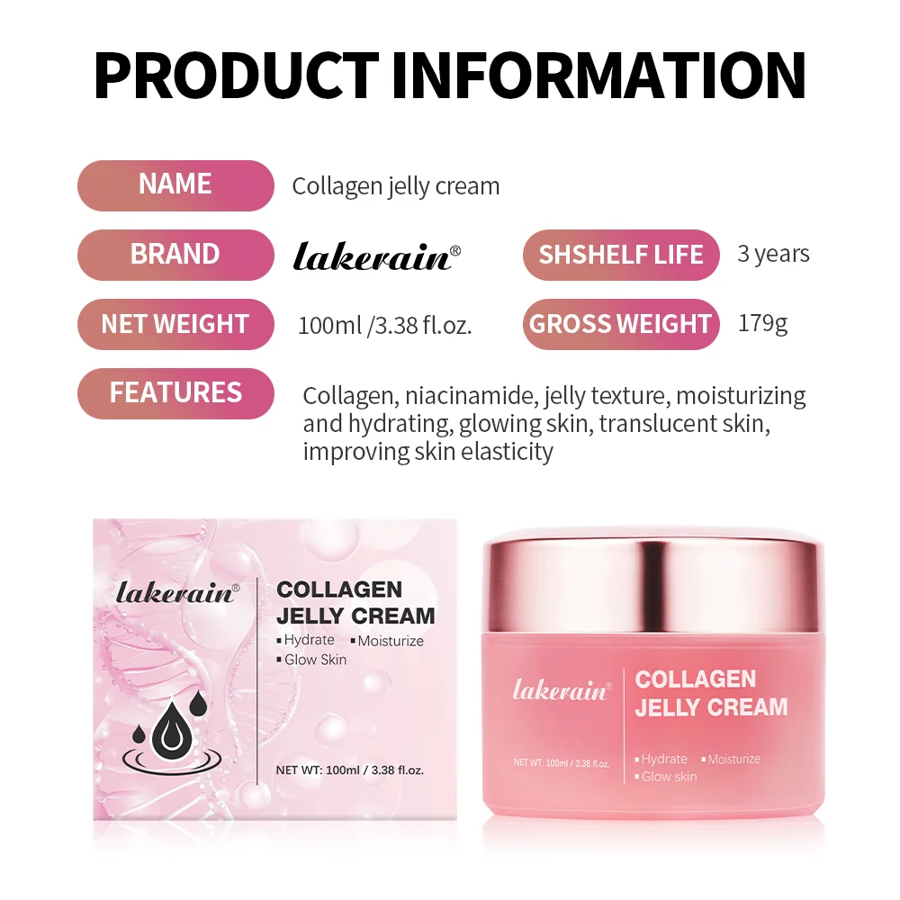 Moisturizing Collagen Jelly Cream Niacinamide Hydrolyzed Collagen Tightening Soothing Anti-Aging Firmness Hydration Skincare thumbnail 6