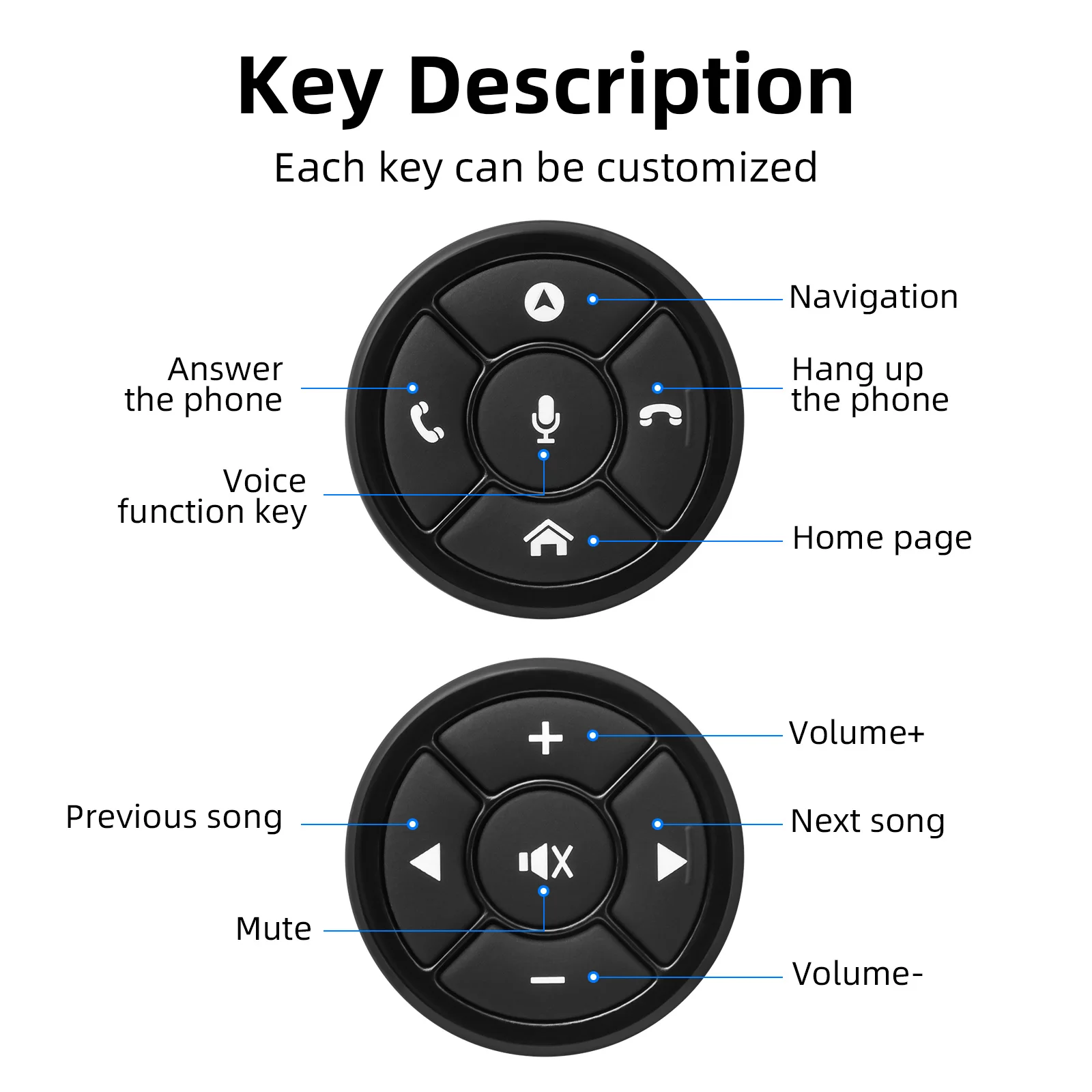 10 Keys Wireless Steering Wheel Control Button for Car Radio DVD GPS Multimedia Navigation Head Unit Remote thumbnail 5