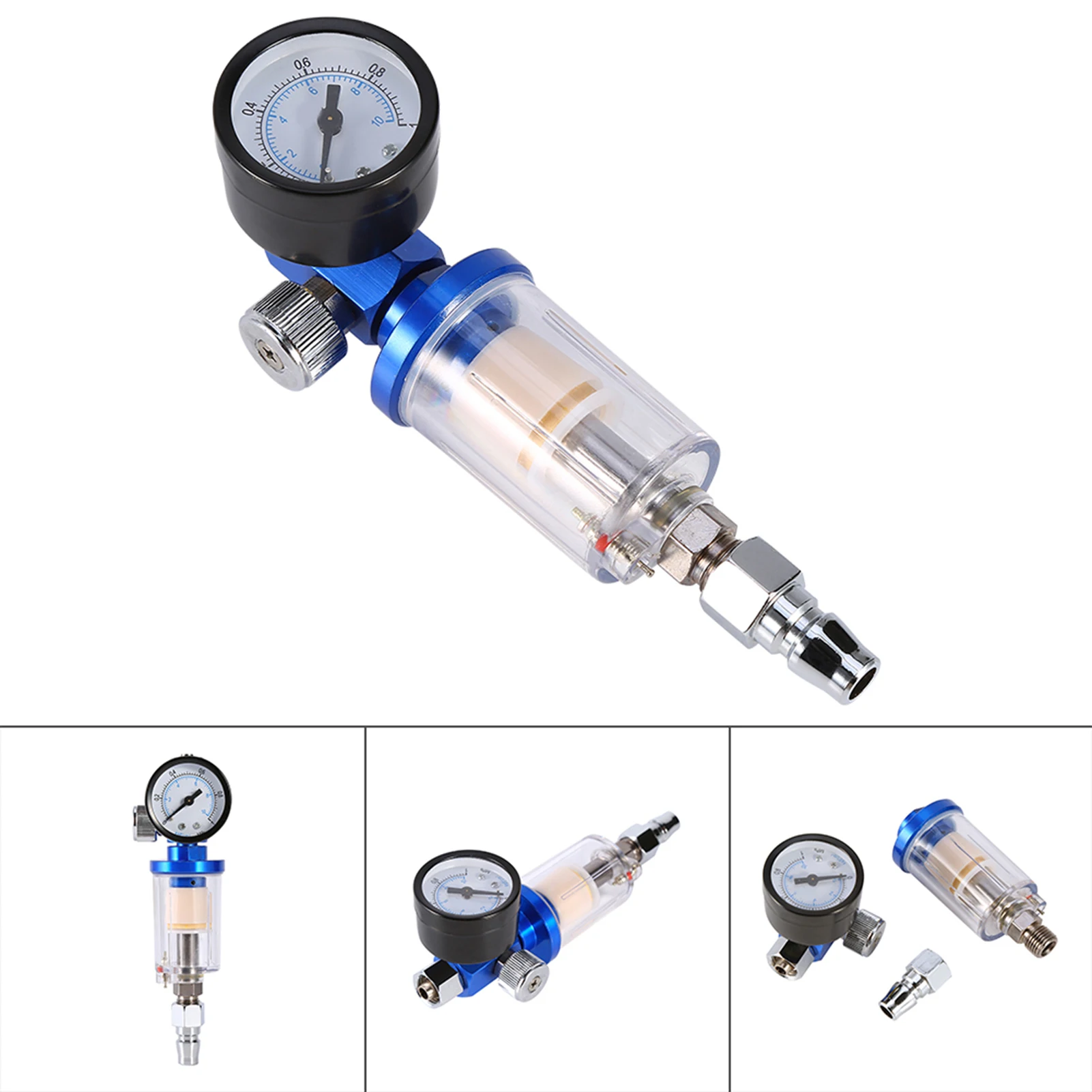 Air Pressure Regulator Spray Pneumatic Gun Air Regulator Gauge Inline oil Water Trap Filter Separator Air Regulator Auto Parts thumbnail 3