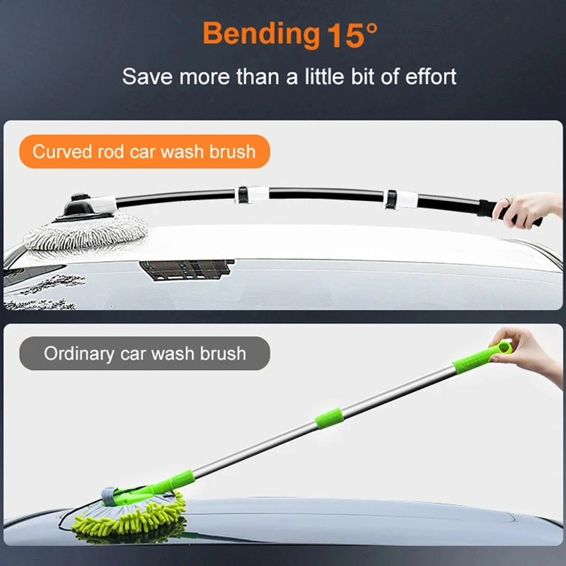 Car Wash Brush Car Cleaning Brush Telescoping Long Handle Mop Soft Hair Chenille Broom Universal Window Wash Auto Accessories thumbnail 3