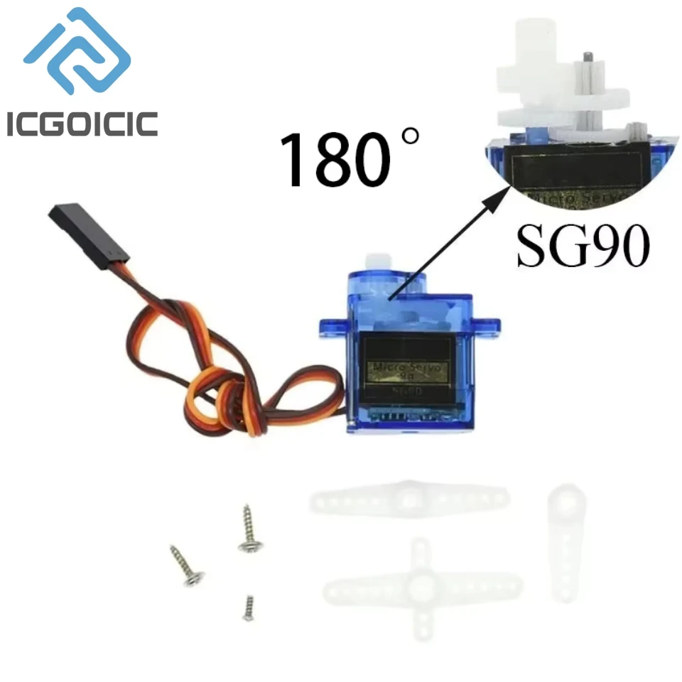 1PCS SG90 9G Micro Servo Servo Motor for RC Planes Robot Arm 180°/360° Fixed-Wing Servo Motor Control for Airplane Helicopter thumbnail 6