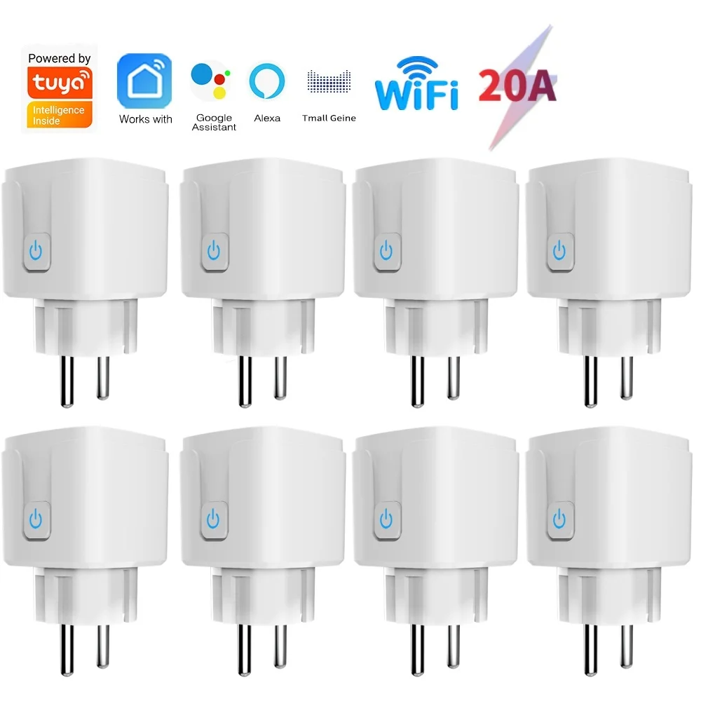 Tuya Smart Socket EU 16A/20A Wifi Smart Plug With Power Monitoring Smart Life APP Remote Control Support Google Assistant Alexa