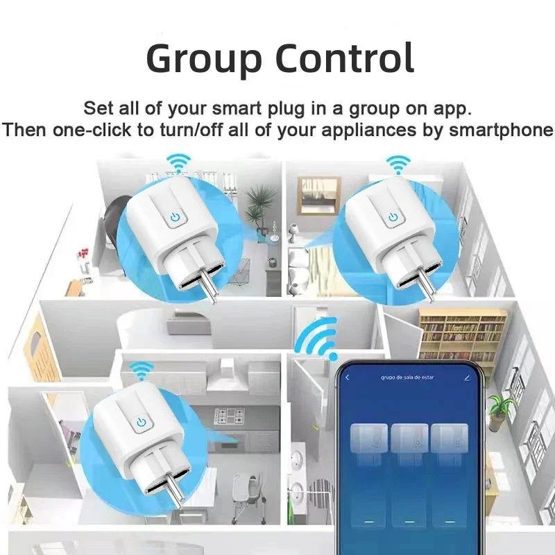 Tuya Smart Socket EU 16A/20A Wifi Smart Plug With Power Monitoring Smart Life APP Remote Control Support Google Assistant Alexa thumbnail 6