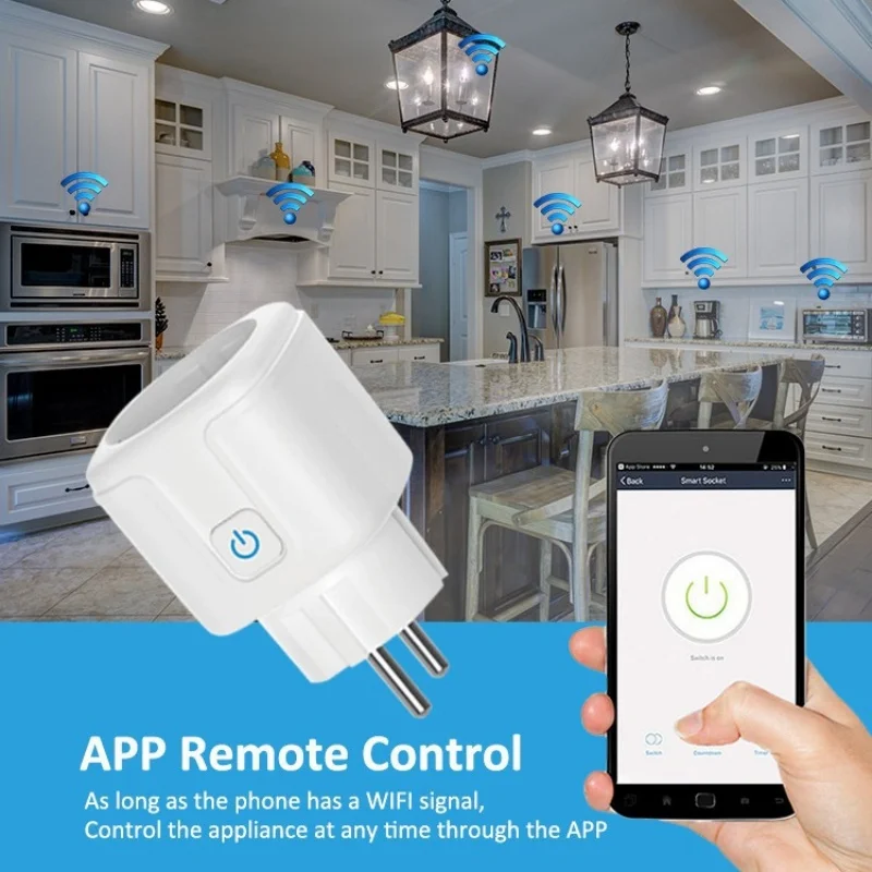Tuya Smart Socket EU 16A/20A Wifi Smart Plug With Power Monitoring Smart Life APP Remote Control Support Google Assistant Alexa thumbnail 2