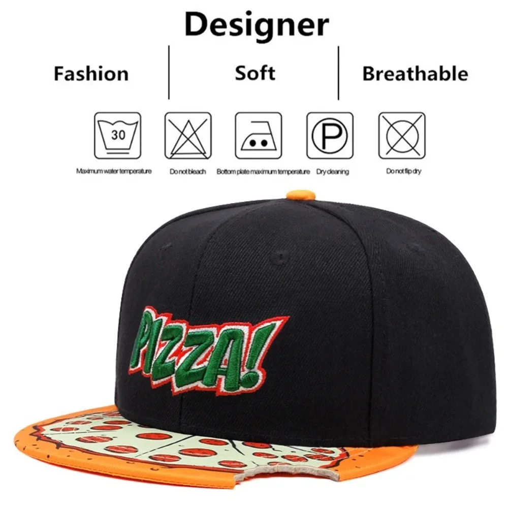 Fashion Casual Hip Hop Hats PIZZA Embroidery Breathable Baseball Cap Adjustable Snapback Hats Unisex thumbnail 6