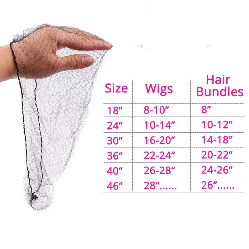 20Pcs/Lot Hairnet For Wigs Curly Hair Bundles 18Inch To 46Inch Big Size Nylon Hairnets Invidible Elastic Edge Mesh Hair Net thumbnail 3