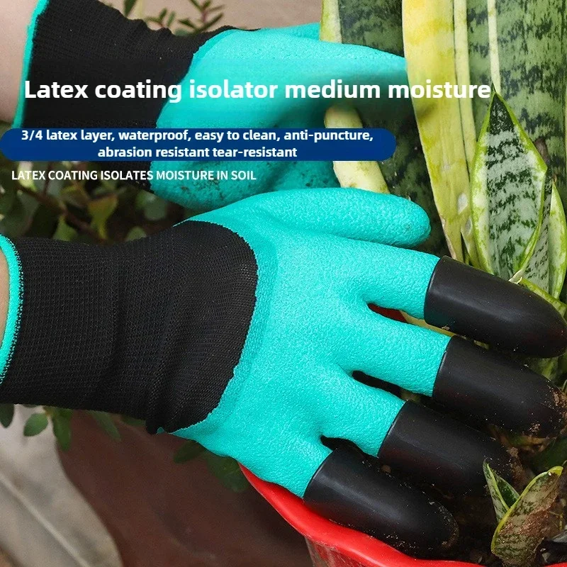1-10Pairs Gardening Gloves with Claws  Latex Work Gloves Waterproof Anti Slip Durable Planting Digging Outdoor Work Gloves thumbnail 4