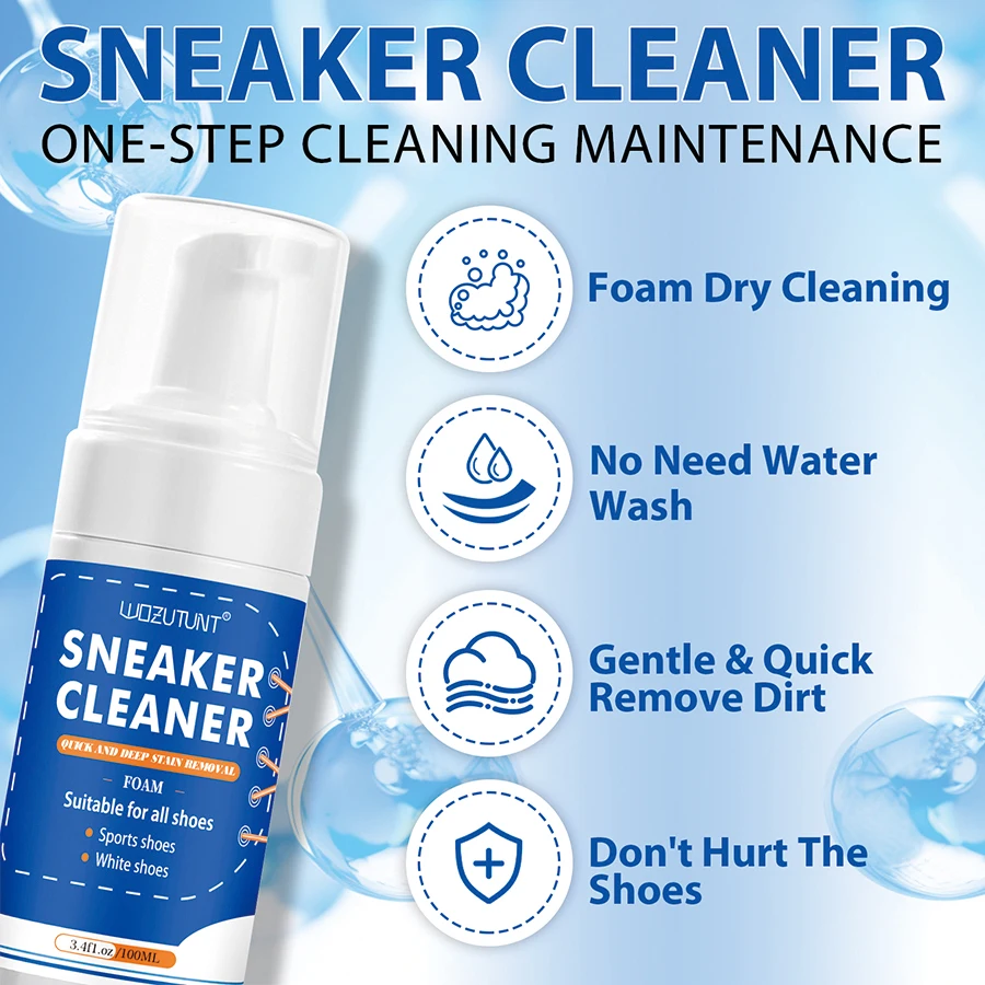 100ml White Shoe Cleaner No-wash Dry Cleaning Foam Decontamination for Suede Sheepskin Matte Shoes Leather Sneakers Care thumbnail 4