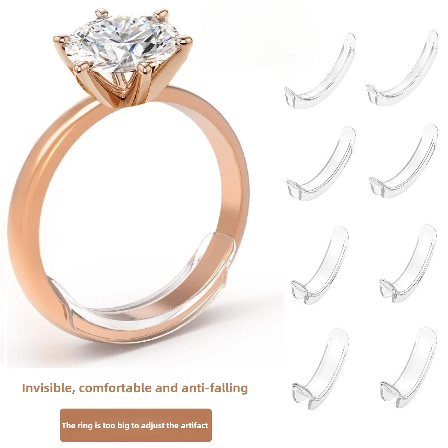 8 Sizes Silicone Invisible Clear Ring Size Adjuster Resizer Loose Rings Reducer Ring Sizer Fit Any Rings Jewelry Tools