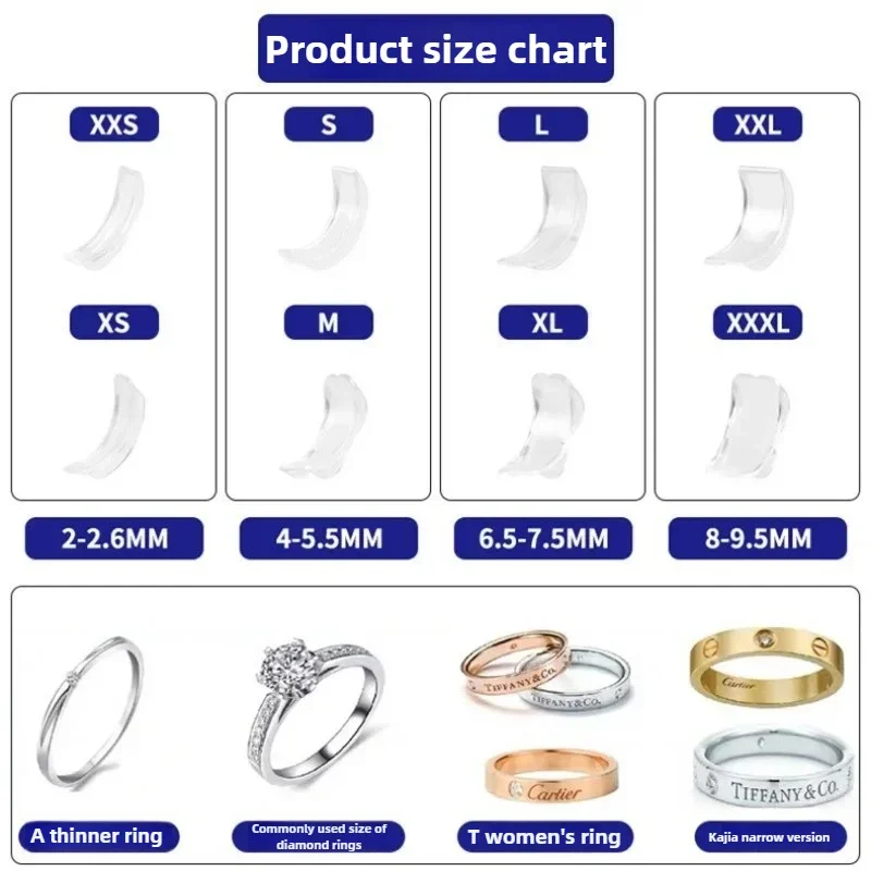 8 Sizes Silicone Invisible Clear Ring Size Adjuster Resizer Loose Rings Reducer Ring Sizer Fit Any Rings Jewelry Tools thumbnail 4