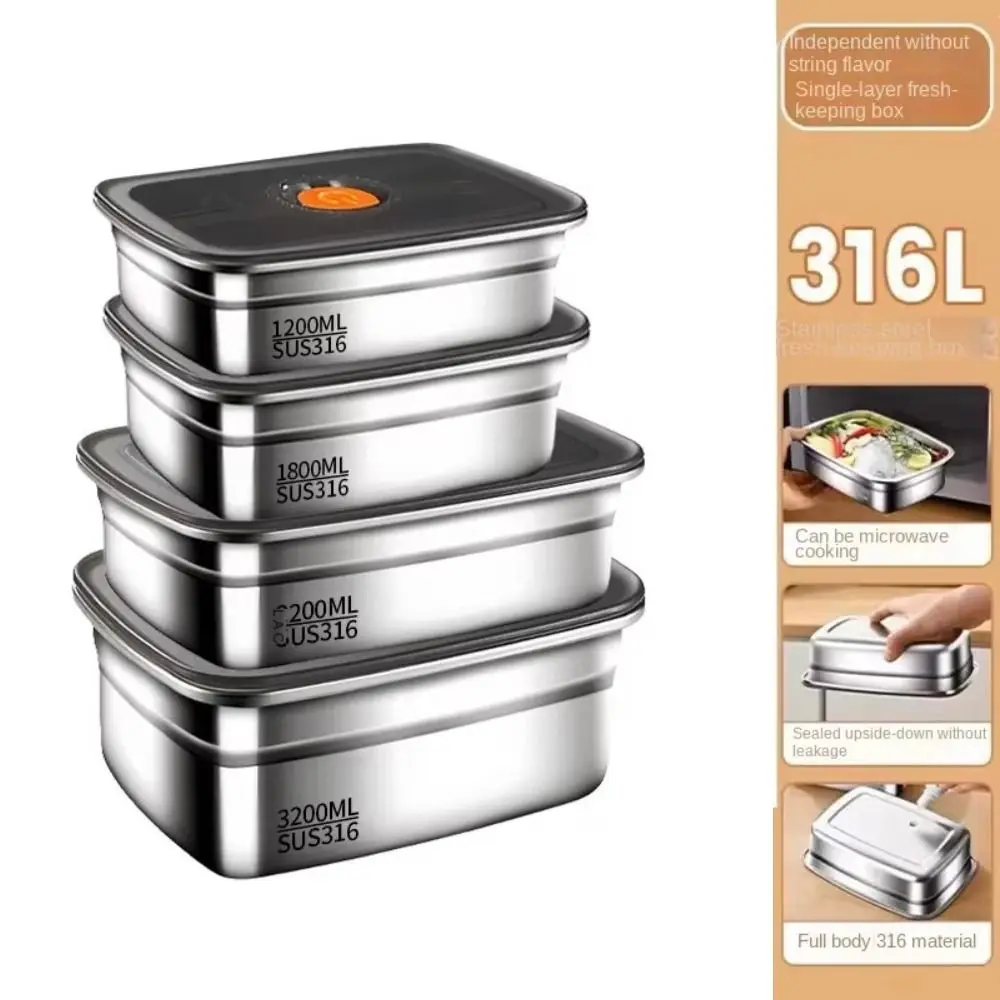 Stainless Steel Camping Lunch Box Sealed Leak-proof Bento Box Microwave Suitable Large Capacity Refrigerator Freezer Storage Box thumbnail 3