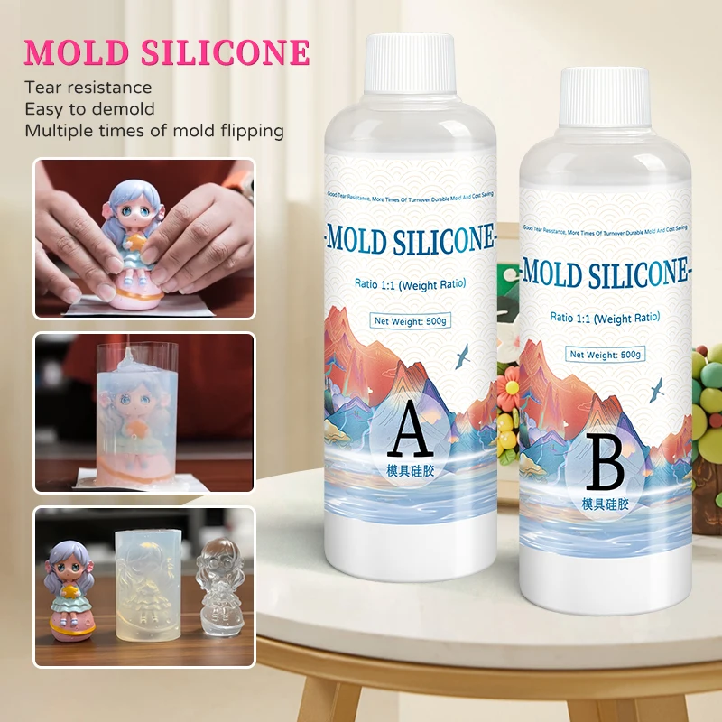 DIY Silicone Mold Making AB 1:1 Liquid Rubber Silicona Liquida Para Mold Fast Curing Mold Making Silicone Kit Cured 200g 500g thumbnail 3