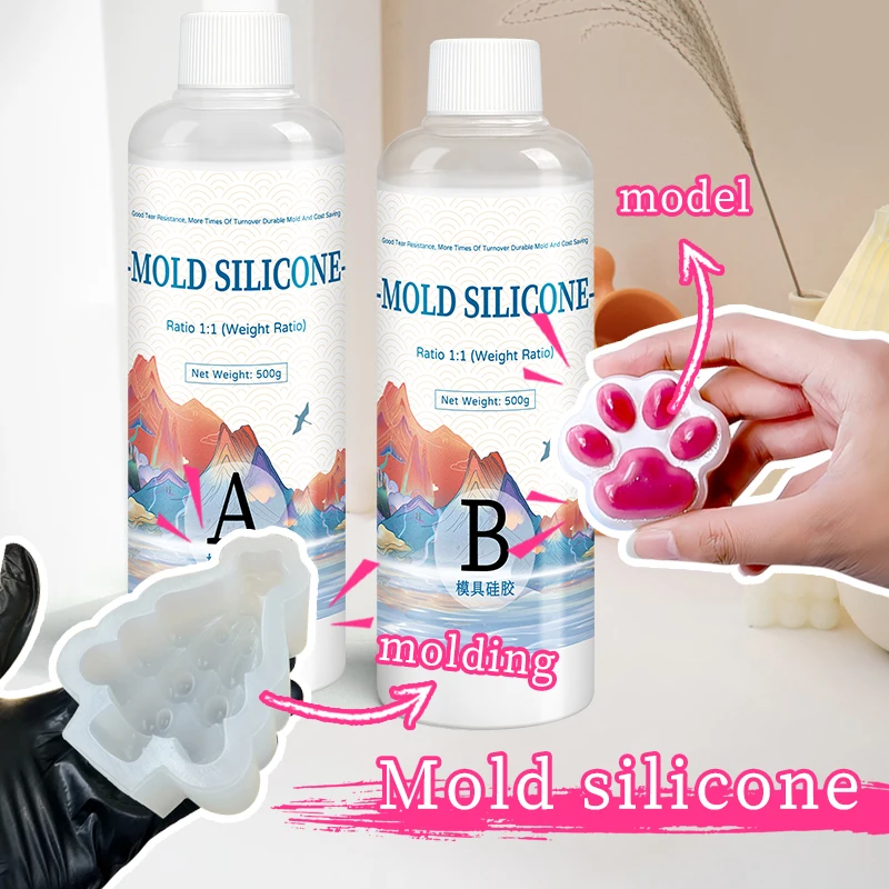 DIY Silicone Mold Making AB 1:1 Liquid Rubber Silicona Liquida Para Mold Fast Curing Mold Making Silicone Kit Cured 200g 500g thumbnail 2