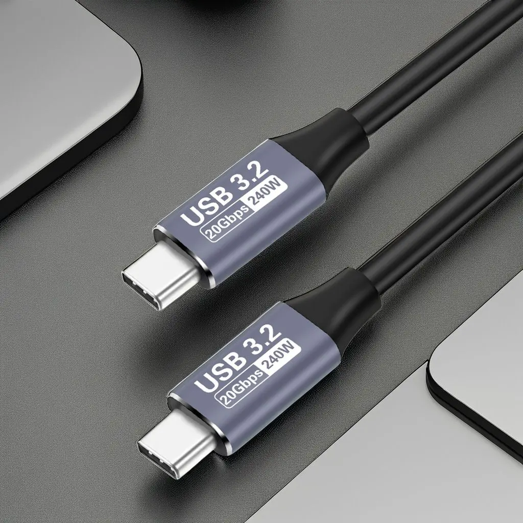 USB 3.2 20Gbps 48V 5A 240W USB C to Type-C 3.2 Gen2 Cable Data Transfer USB C SSD Hard Disk Cable 4K 60Hz QC 3.0 Fast Charging thumbnail 2