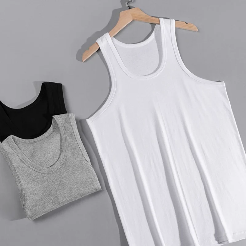 9/5/3 Pack Men's Four Seasons Pure Color Simple Joker Fashion Vest Loose Sports Running Fitness Mountaineering Top Teenager T thumbnail 5