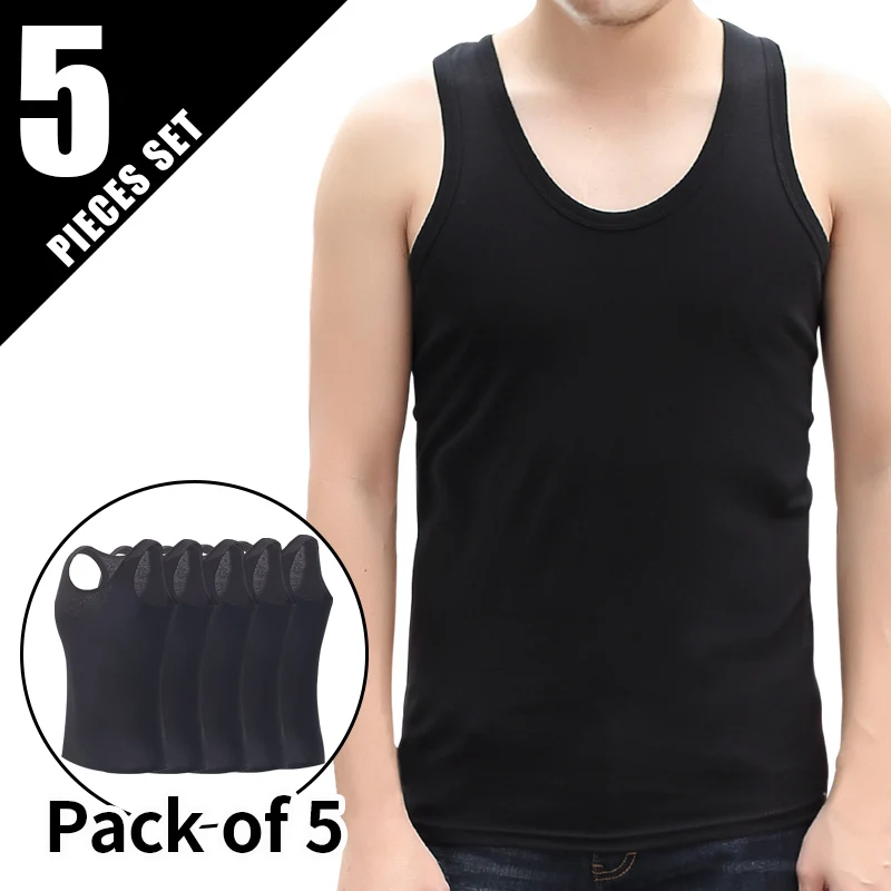 9/5/3 Pack Men's Four Seasons Pure Color Simple Joker Fashion Vest Loose Sports Running Fitness Mountaineering Top Teenager T thumbnail 4