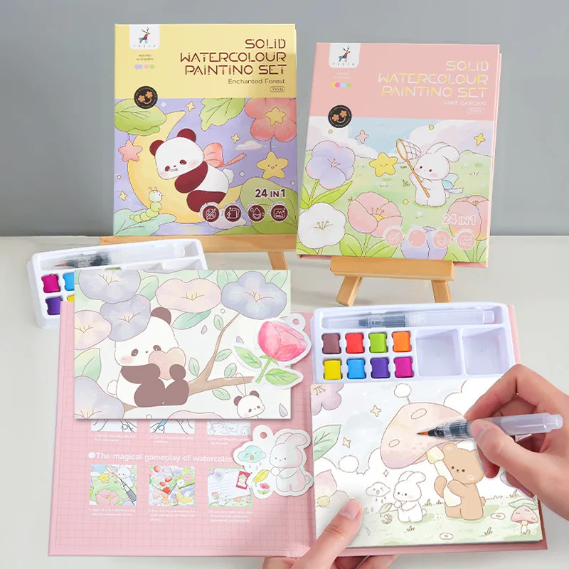 Creative Watercolor Cubes Art Set - Reusable Coloring Book & Painting Kit for Kids, Educational Art Gift for Toddler Preschool