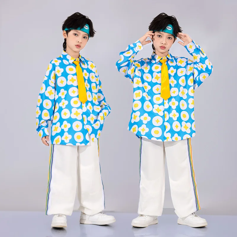 Hip Hop Girls Fashion K-pop print Top Letters Cargo Pants Child Street Dance Cardigan Kids Streetwear Girl Group Jazz Clothes Se thumbnail 3
