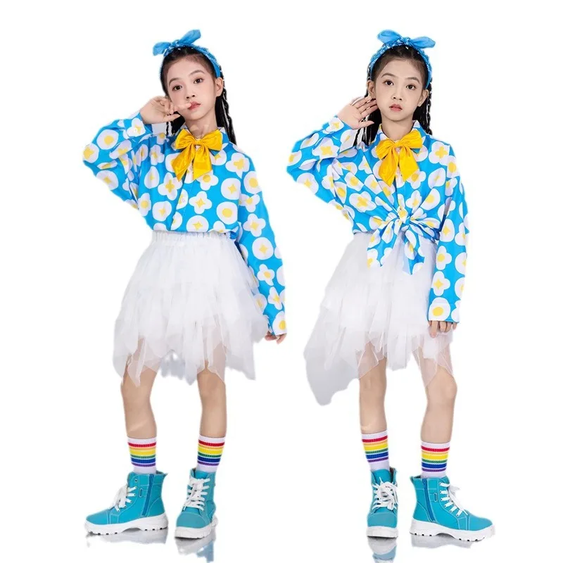 Hip Hop Girls Fashion K-pop print Top Letters Cargo Pants Child Street Dance Cardigan Kids Streetwear Girl Group Jazz Clothes Se thumbnail 5