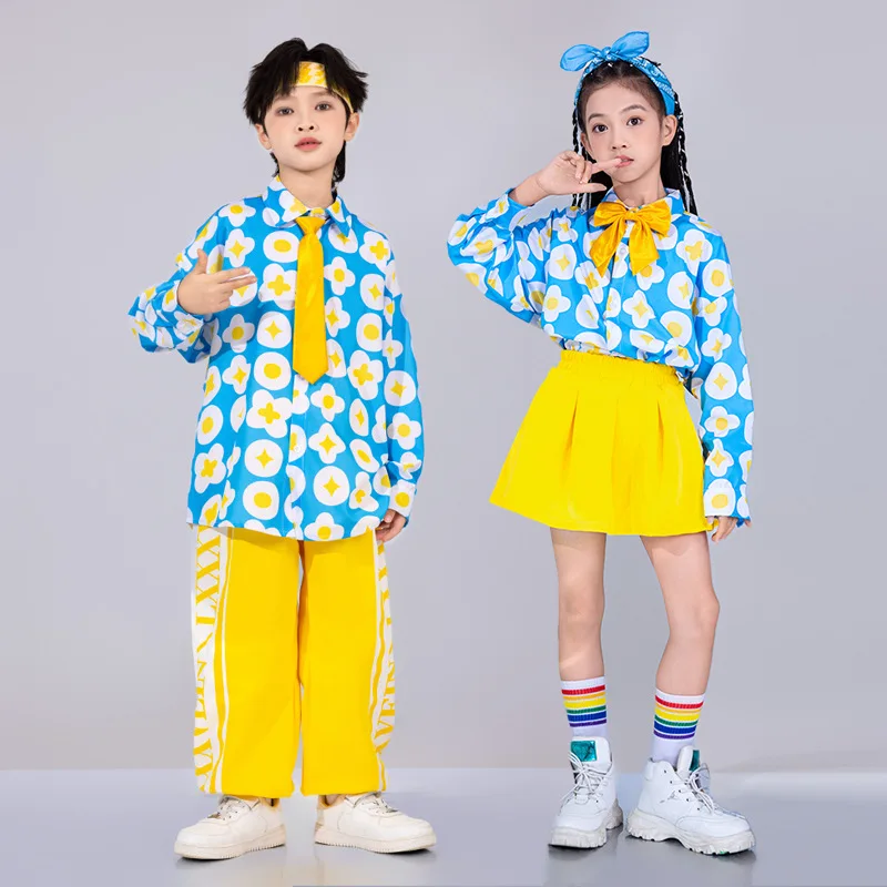 Hip Hop Girls Fashion K-pop print Top Letters Cargo Pants Child Street Dance Cardigan Kids Streetwear Girl Group Jazz Clothes Se thumbnail 4