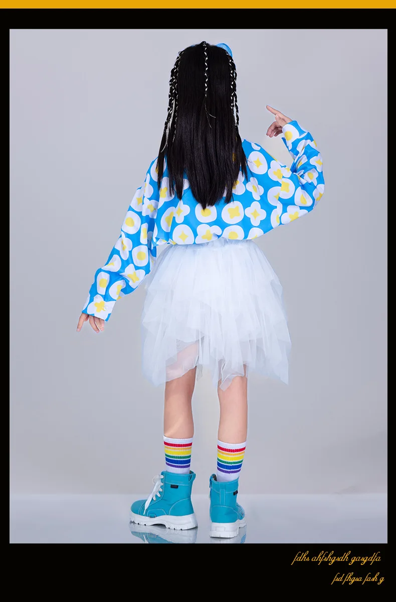 Hip Hop Girls Fashion K-pop print Top Letters Cargo Pants Child Street Dance Cardigan Kids Streetwear Girl Group Jazz Clothes Se thumbnail 6
