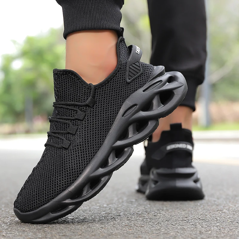 Summer Men Casual Sports Running Shoes Breathable Lightweight Sneakers Outdoor Mesh Black Athletic Jogging Tennis Walking Shoe thumbnail 2