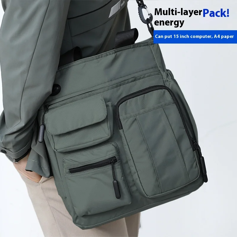 Business Men Shoulder Bag Multilayer Multifunctional Tablet and Document Handbag Diagonal Cross bag Leisure Briefcase thumbnail 5