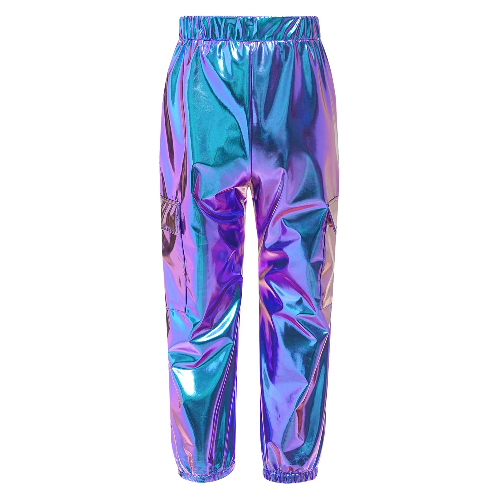Kids Boys Girls Harem Pants Carnival Party Hip-Hop Jazz Dance Costume Shiny Metallic Elastic Waistband Trousers Pants Streetwear thumbnail 3