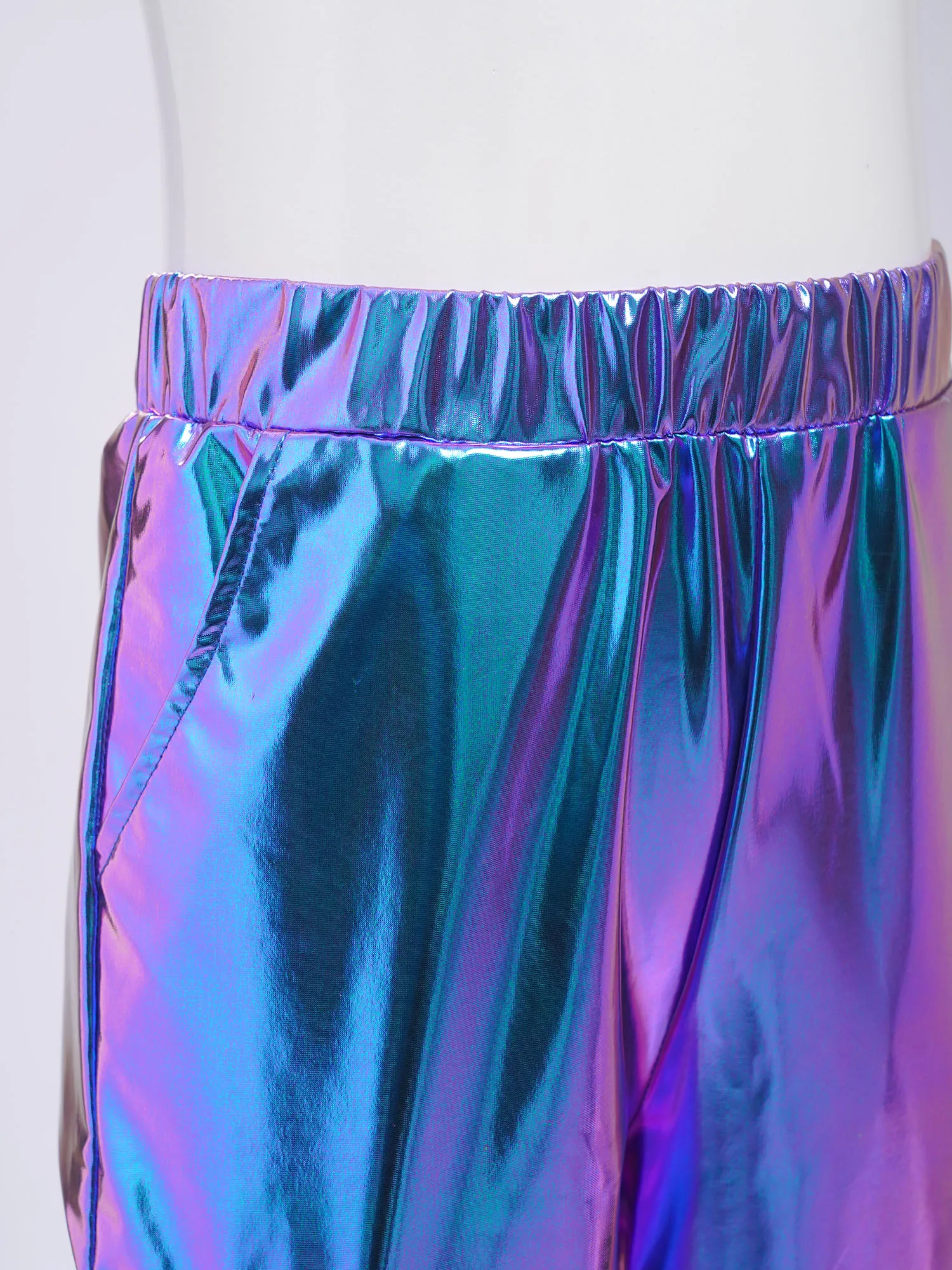 Kids Boys Girls Harem Pants Carnival Party Hip-Hop Jazz Dance Costume Shiny Metallic Elastic Waistband Trousers Pants Streetwear thumbnail 4