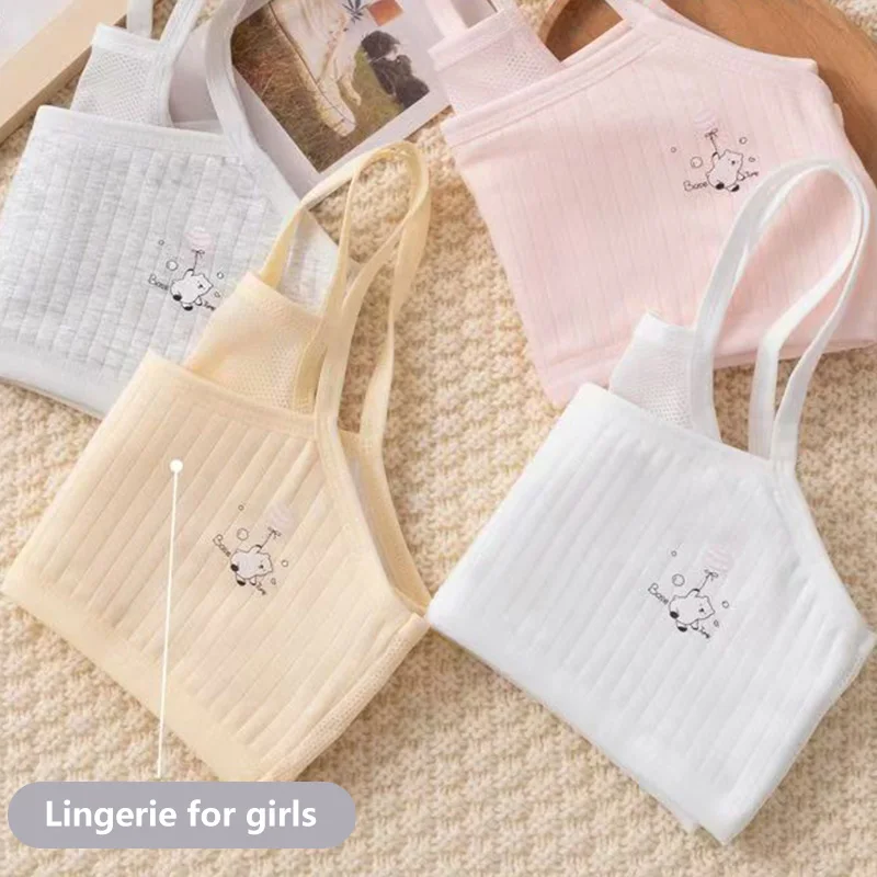 3pcs Girls' Vest Underwear 8-14 Year Old Youth Bra Soft Comfortable Skin Friendly Training Sports Vest Breathable Girls Bra thumbnail 2