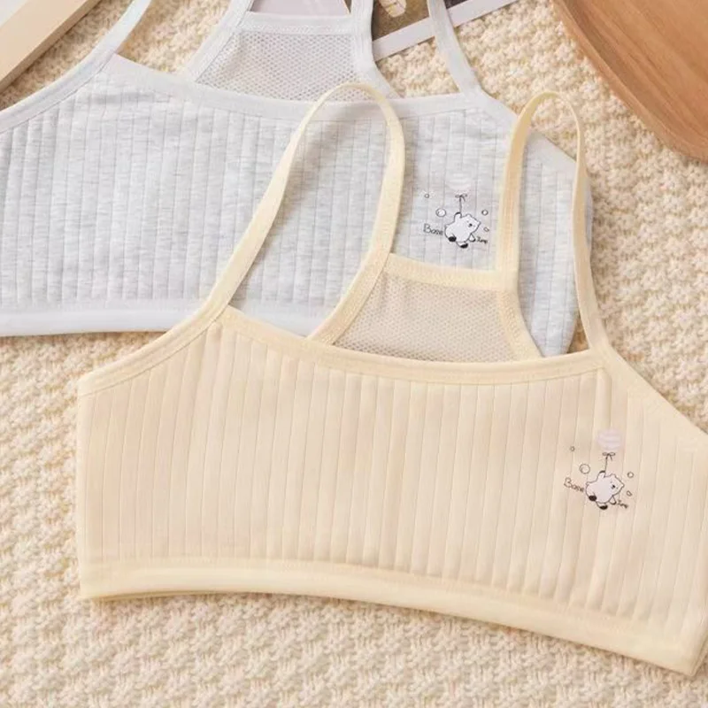3pcs Girls' Vest Underwear 8-14 Year Old Youth Bra Soft Comfortable Skin Friendly Training Sports Vest Breathable Girls Bra thumbnail 5