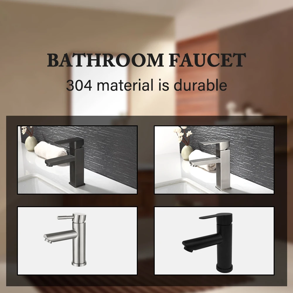 Bathroom Faucets Hot and Cold Mixer Faucets Vanity Bathroom Kitchen Deck Mounted Bathroom Sink Faucets（hose not include） thumbnail 3