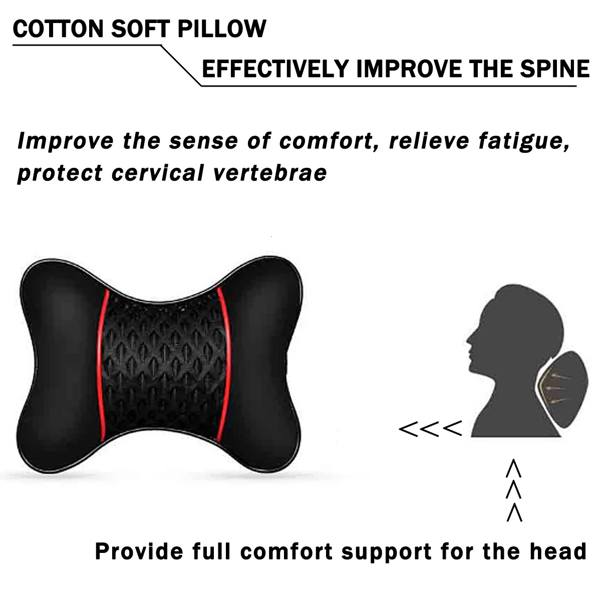 2Pcs PU Leather Knitted Car Pillows Headrest Neck Rest Cushion Support Seat Accessories Auto Black Safety Pillow Universal Decor thumbnail 4