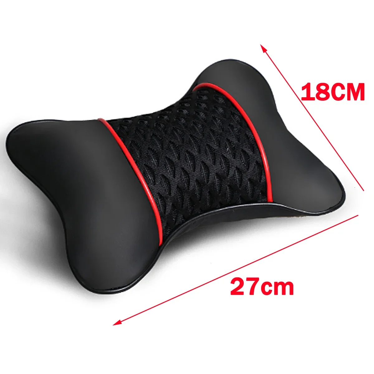 2Pcs PU Leather Knitted Car Pillows Headrest Neck Rest Cushion Support Seat Accessories Auto Black Safety Pillow Universal Decor thumbnail 5