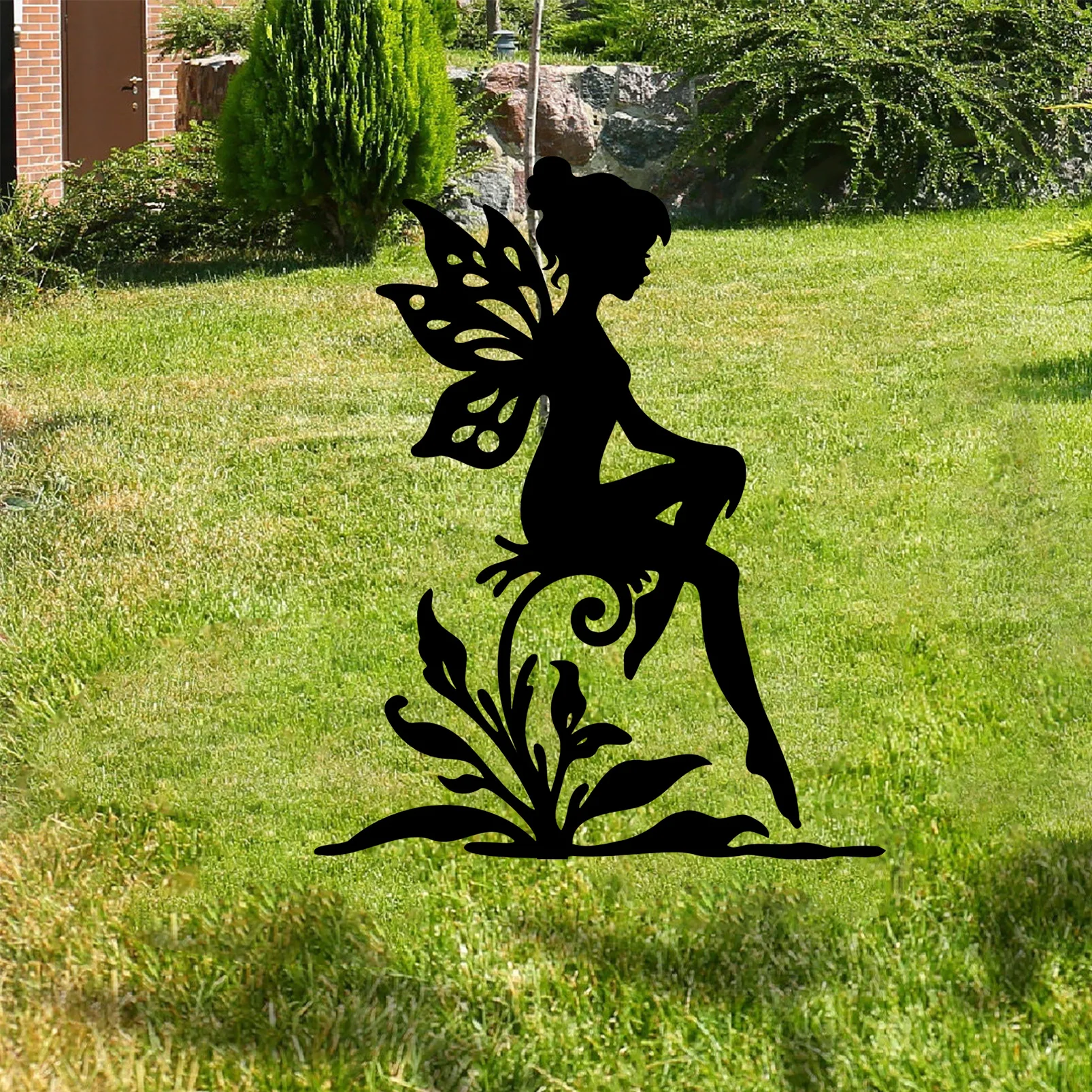 1pc Art Deco Metal Fairies Door Frame Corner Iron Garden Theme Wall Sculpture Elves Home Decor Artwork Outdoor Decorative Gifts thumbnail 4