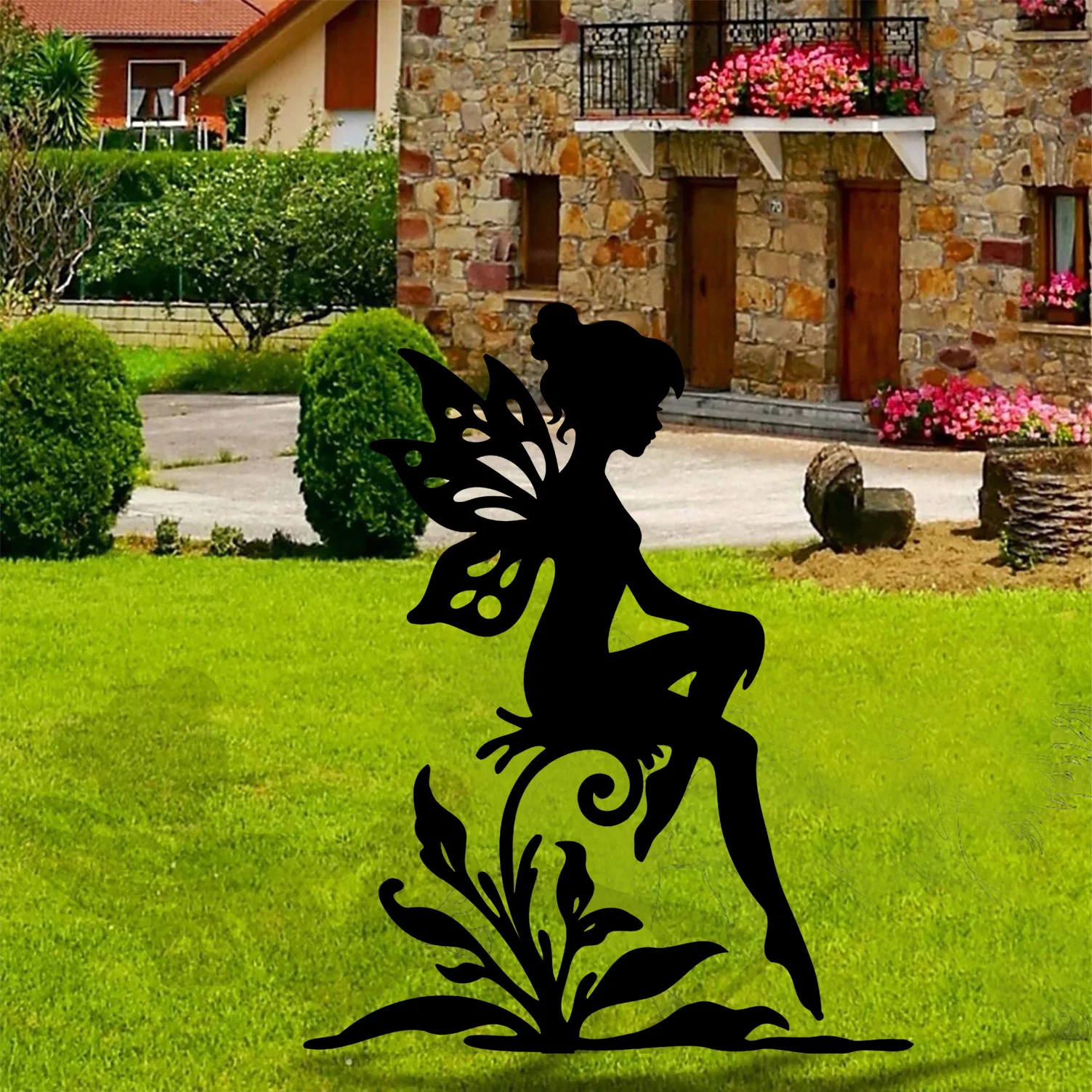 1pc Art Deco Metal Fairies Door Frame Corner Iron Garden Theme Wall Sculpture Elves Home Decor Artwork Outdoor Decorative Gifts thumbnail 3