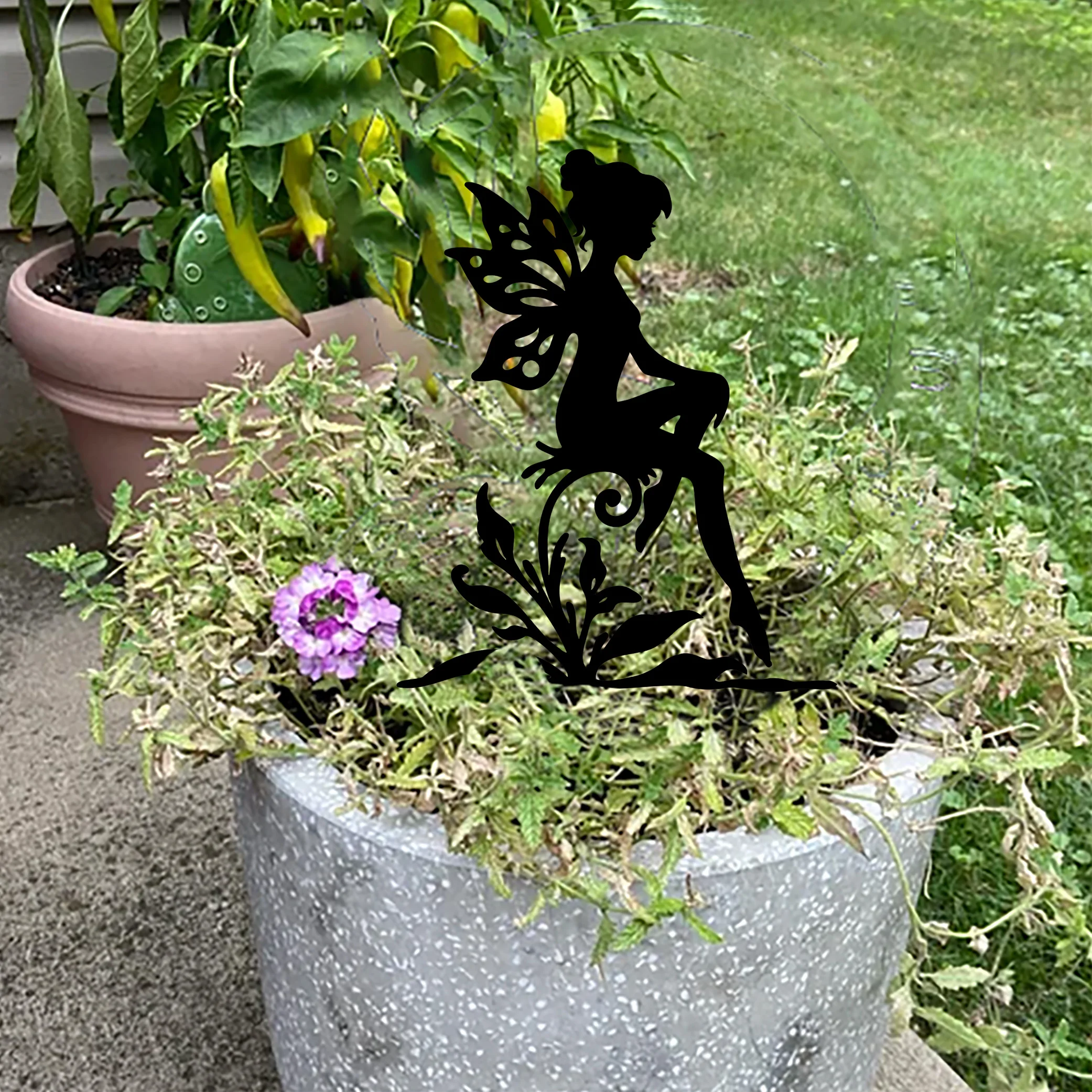 1pc Art Deco Metal Fairies Door Frame Corner Iron Garden Theme Wall Sculpture Elves Home Decor Artwork Outdoor Decorative Gifts thumbnail 2