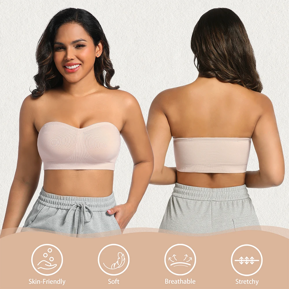 Strapless Invisible M-shaped Bra Solid For Women Summer New Non-slip Sexy Push-up Comfortable Underwear For Dress Brasieres thumbnail 2